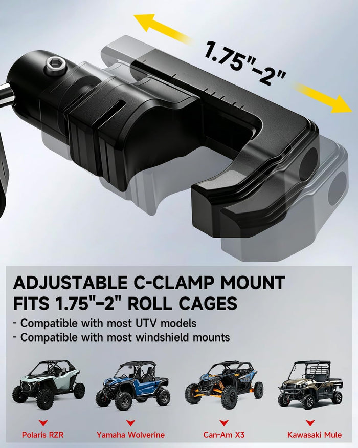 Xprite UTV Side Mirrors w/LED Spot Lights, Amber Signals & Puddle Lights