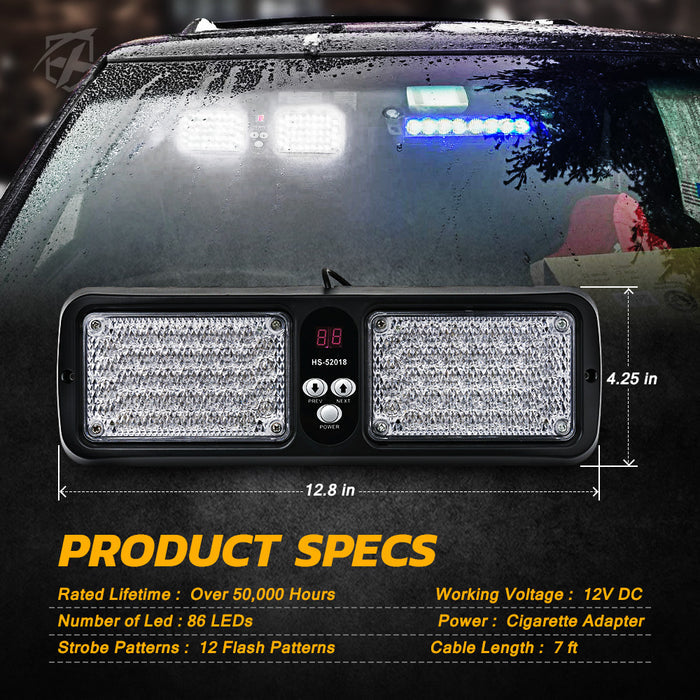 Xprite Visor Strobe Light Dual LED Windshield Emergency Warning Light Bar 12V | Trap Series