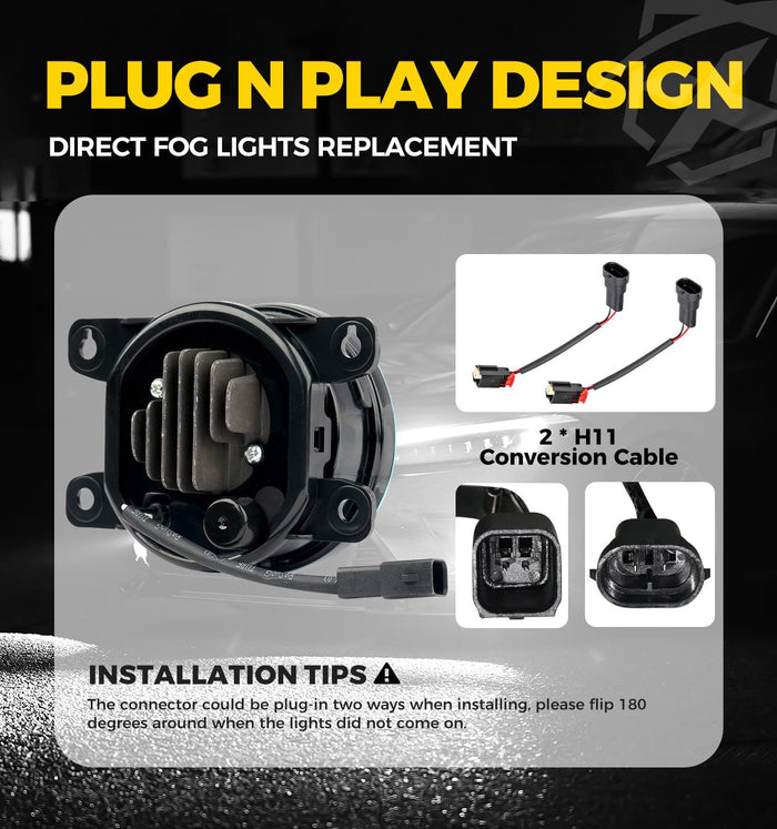 Xprite White or Amber LED Fog Lights 2016-2025 Honda | Jeep