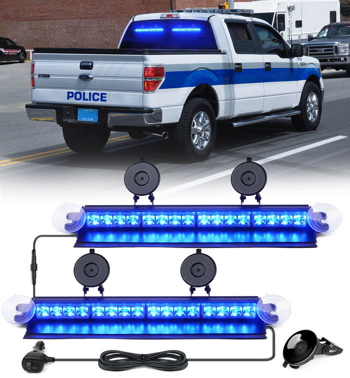 Xprite Windshield Dash Strobe Lights  – Suction Cup Mount LED Emergency Warning Light Bar