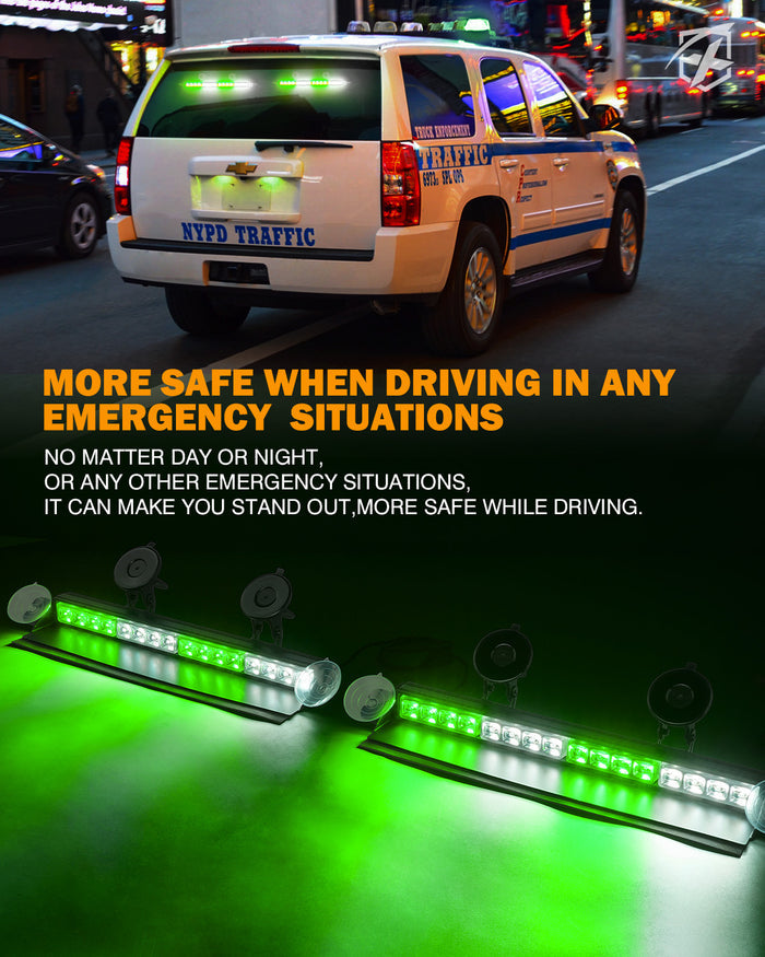 Xprite Windshield Dash Strobe Lights  – Suction Cup Mount LED Emergency Warning Light Bar