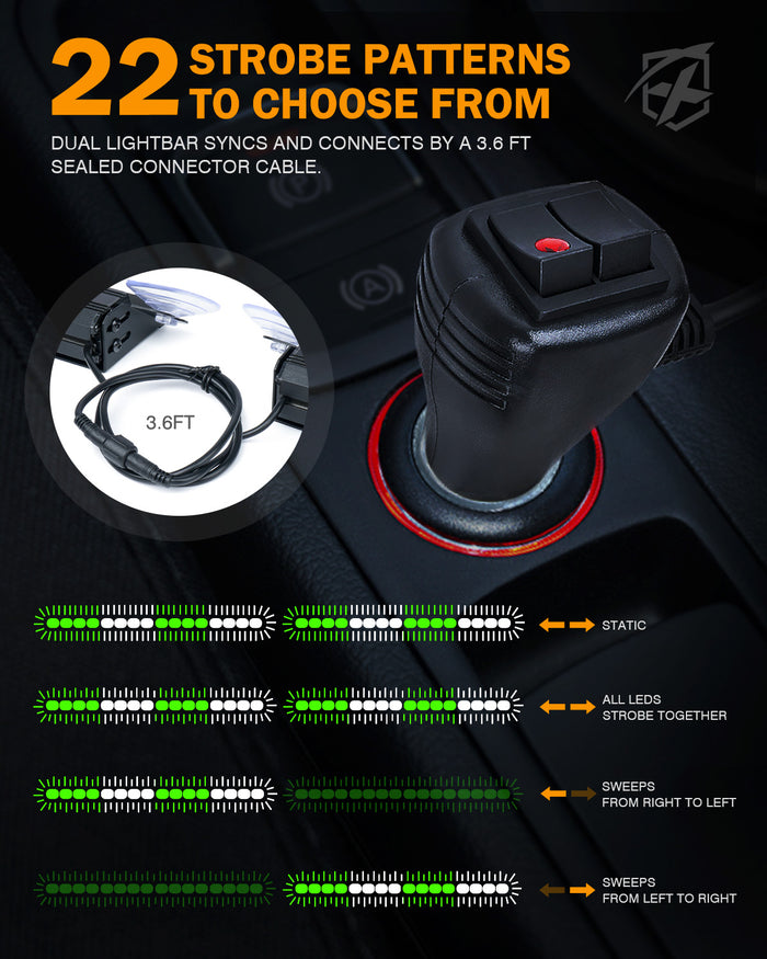 Xprite Windshield Dash Strobe Lights  – Suction Cup Mount LED Emergency Warning Light Bar