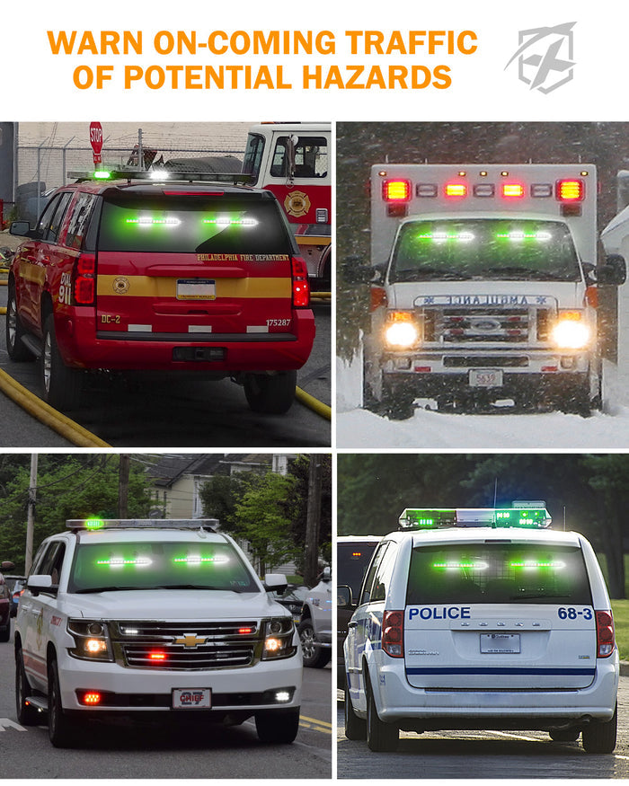 Xprite Windshield Dash Strobe Lights  – Suction Cup Mount LED Emergency Warning Light Bar